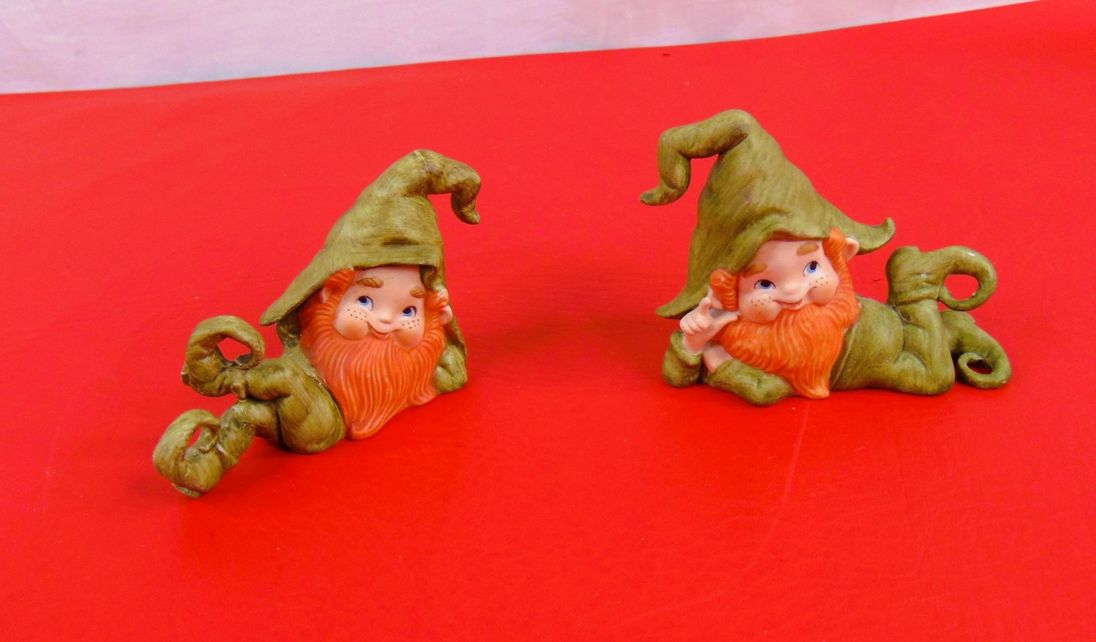 Vintage Lefton Leprechaun Gnome Elf Set of 2 Made in Taiwan