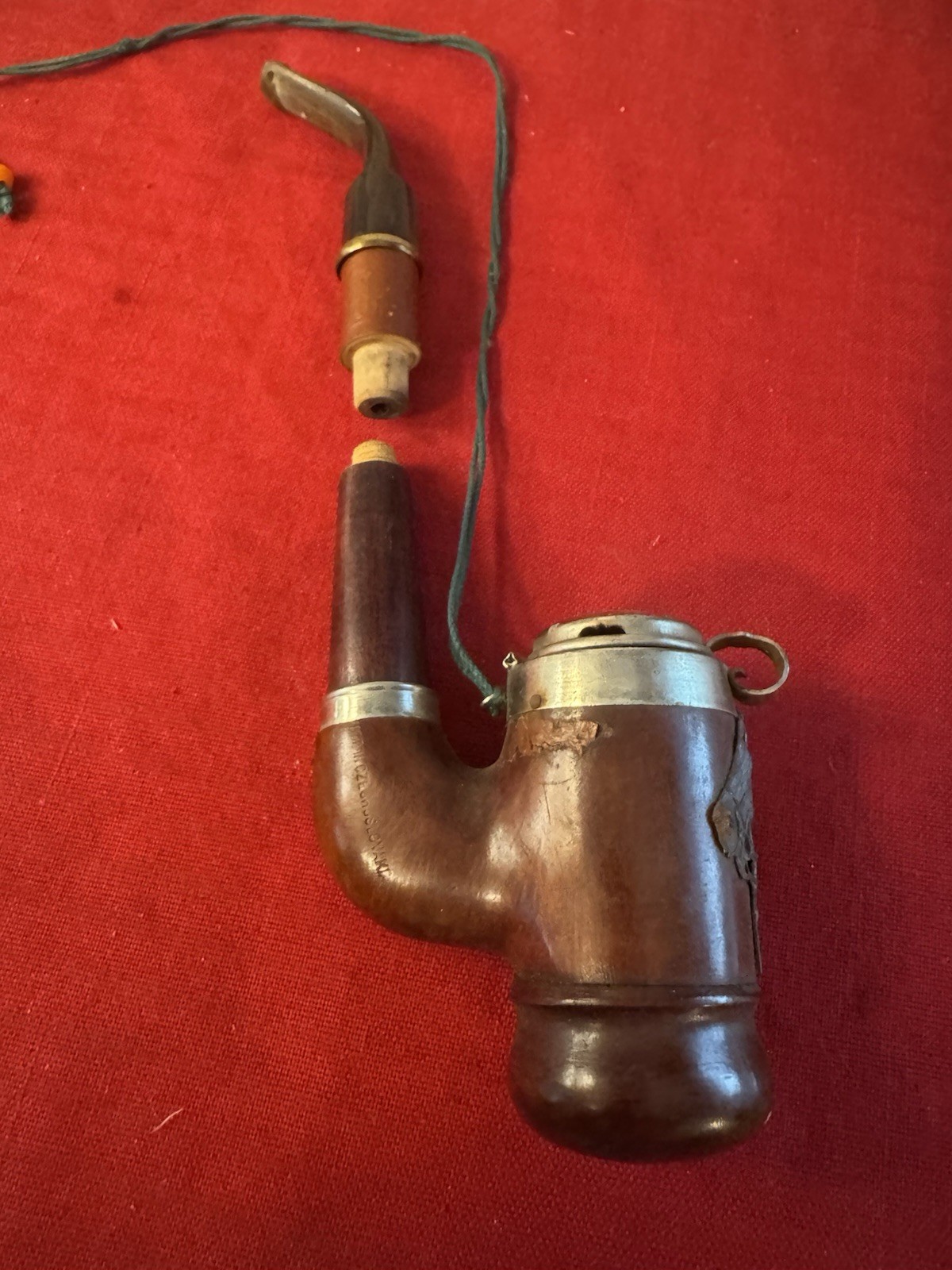 Vintage Austrian-German Hunting Pipe - Horses Head - Ornate - Missing sleeve
