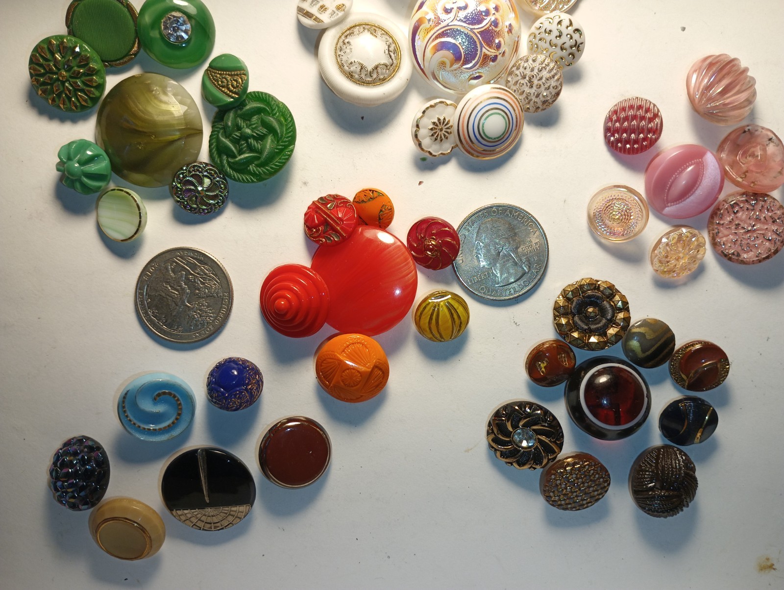 45+ Colorful Glass Buttons~ One of a kind~OOAK~Vintage~No Plastic~See photos.