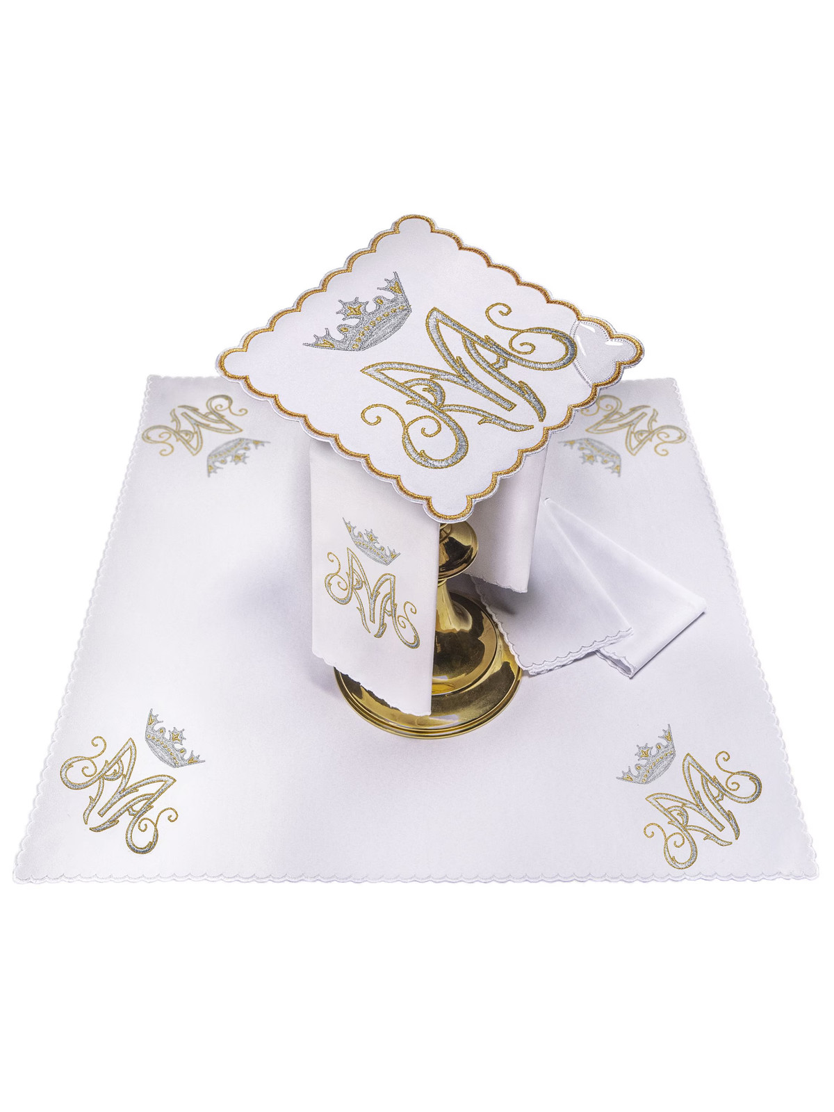 Chalice Linen Set With Marian Motif (17H)