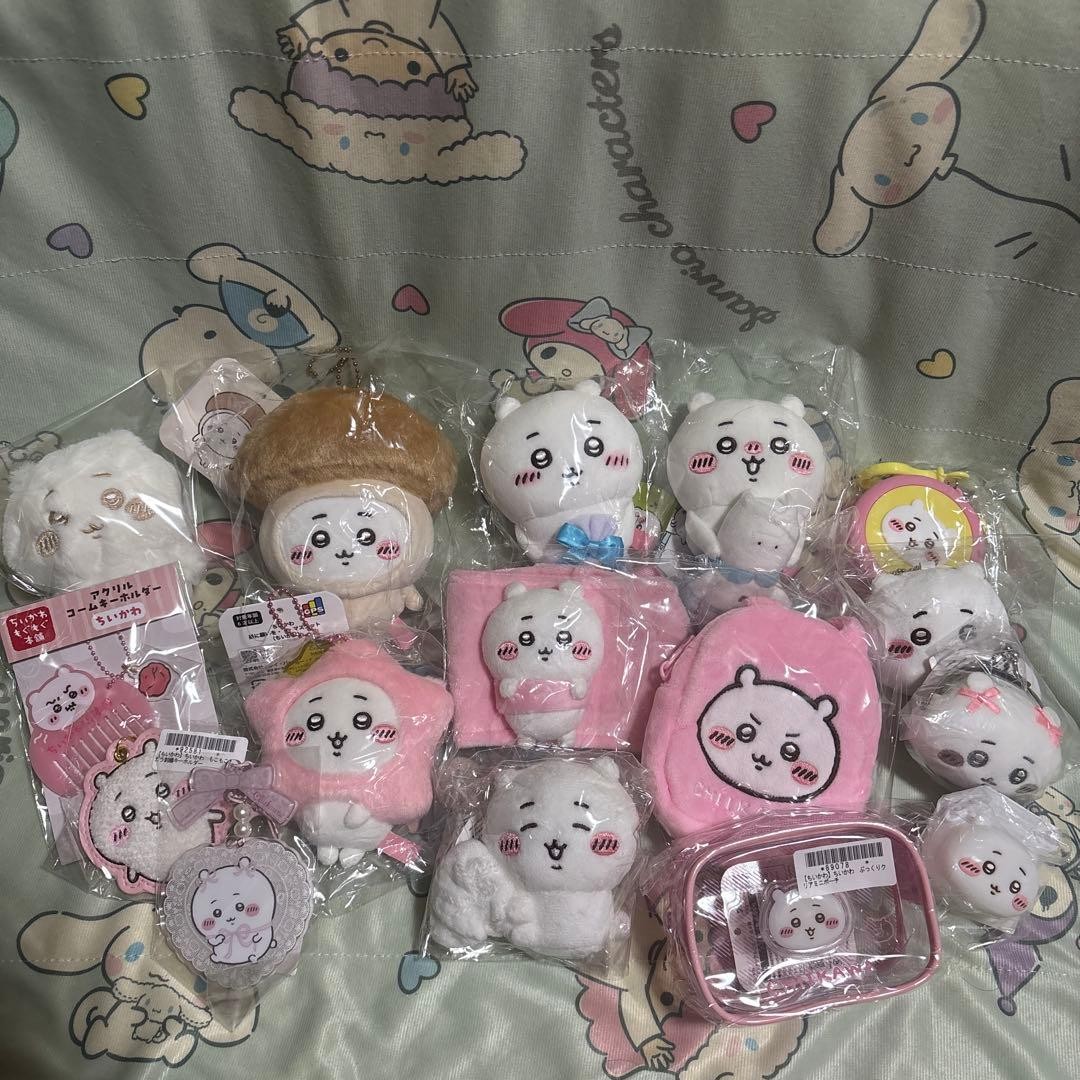 Chiikawa Character Plush Mascot Pouch 16-Piece Mixed Lot From Japan