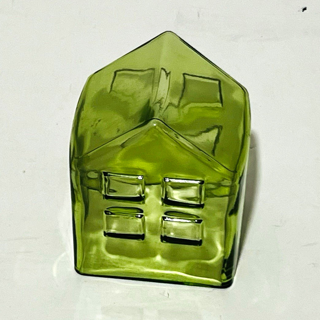 Green Glass House-Shaped Decorative Novelty Vase, Small 4\