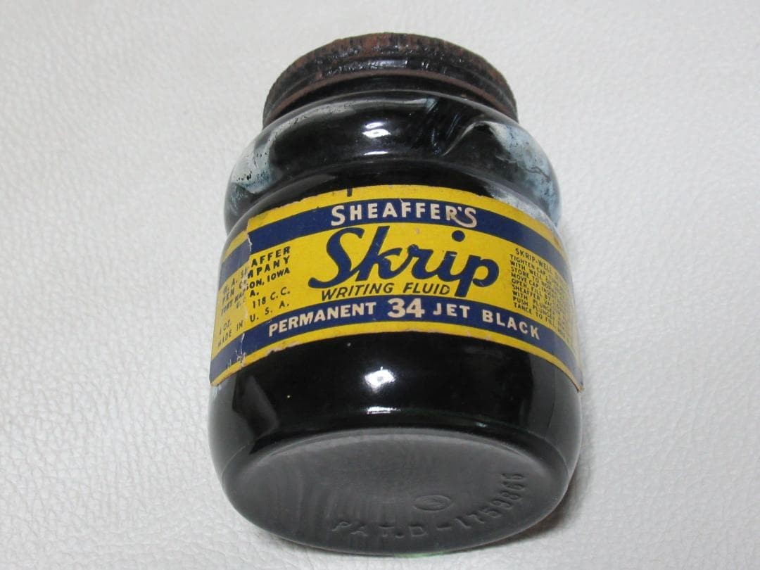 1950\'s Skrip 4oz Empty Ink Bottle for Schafer Snorkel Labels #63ee17