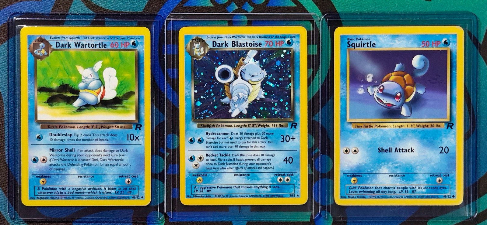 Pokemon DARK BLASTOISE Holo꩜, Dark Wartortle & SquirtleⓇ | 2000 Team Rocket
