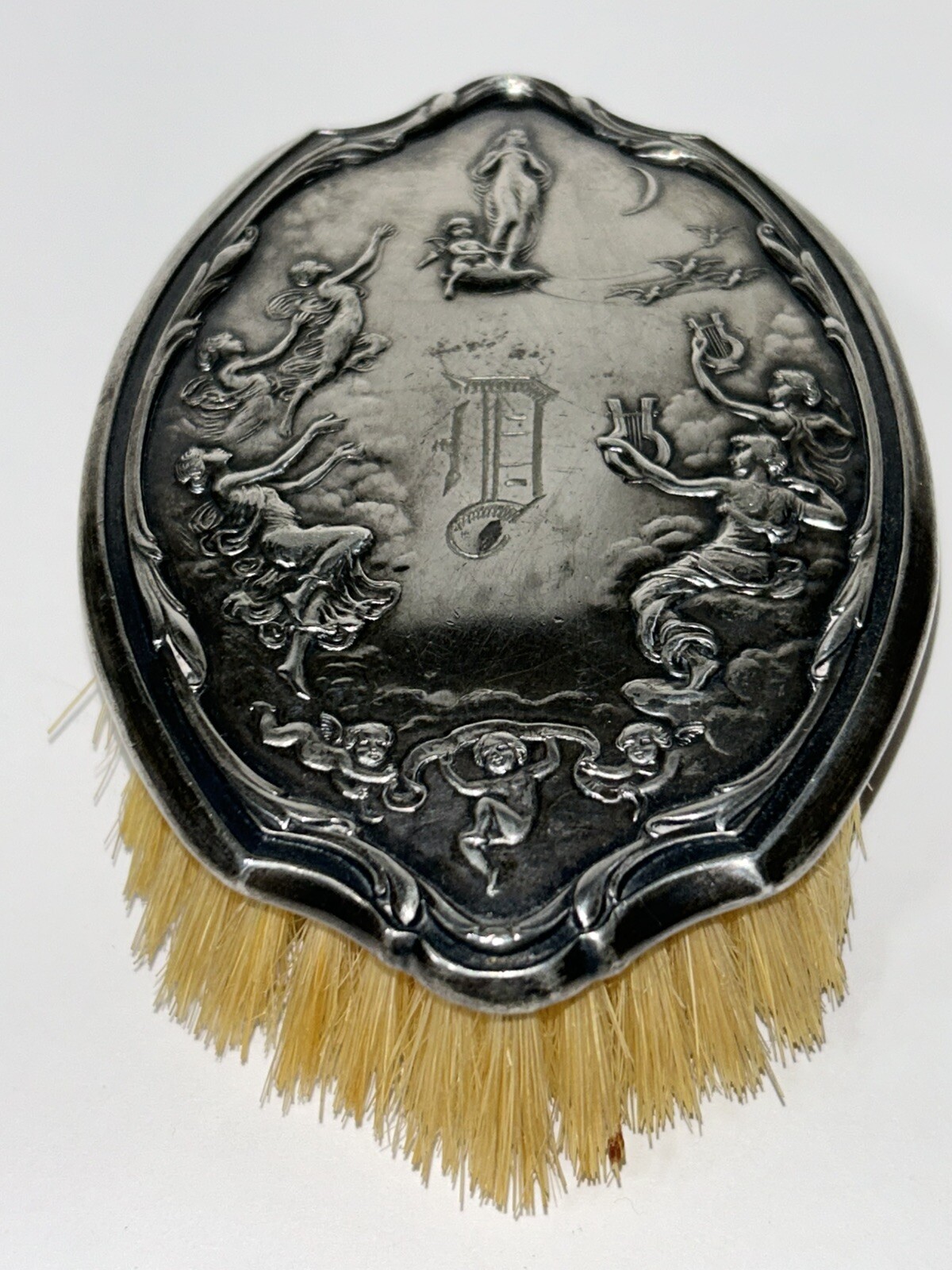 Art Nouveau Brush With Nymphs & Cherubs Brush Art Nouveau Silverplate Brush