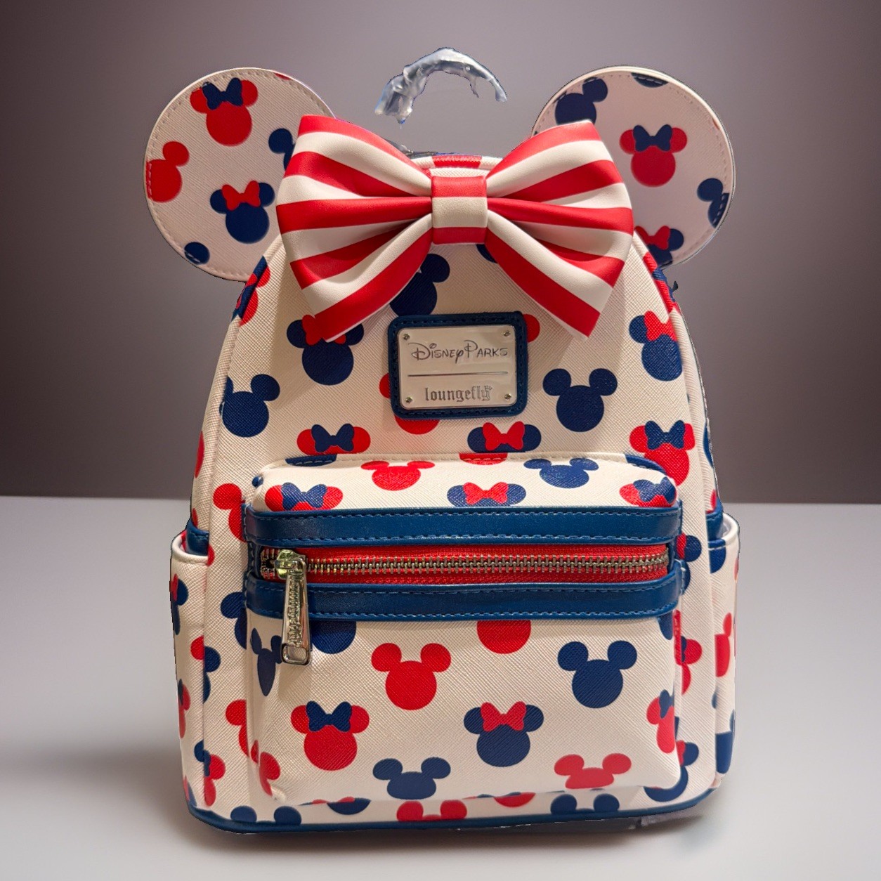 Disney Parks Exclusive Hard Tag Loungefly Minnie Mouse Backpack NWT Red Blue