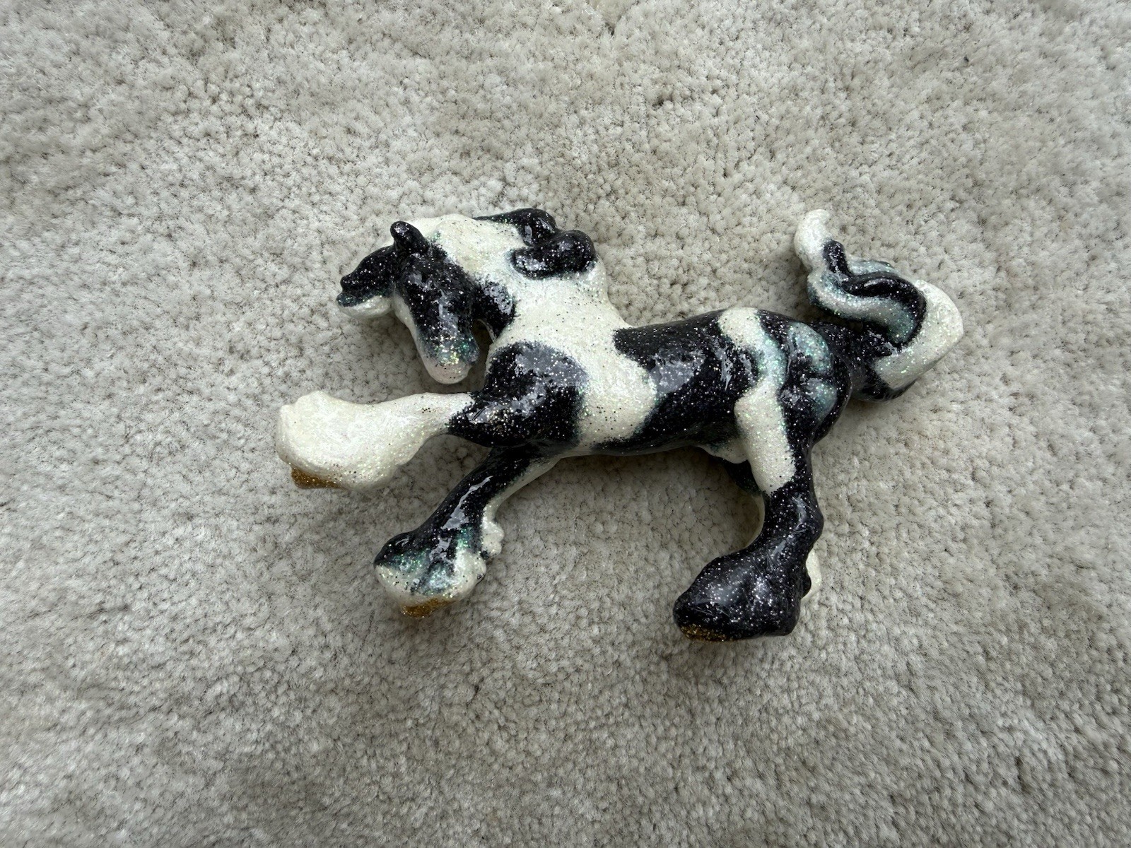 COOL Custom OOAK Breyer Horse Stablemate Glitter Black White Pinto Gypsy Vanner
