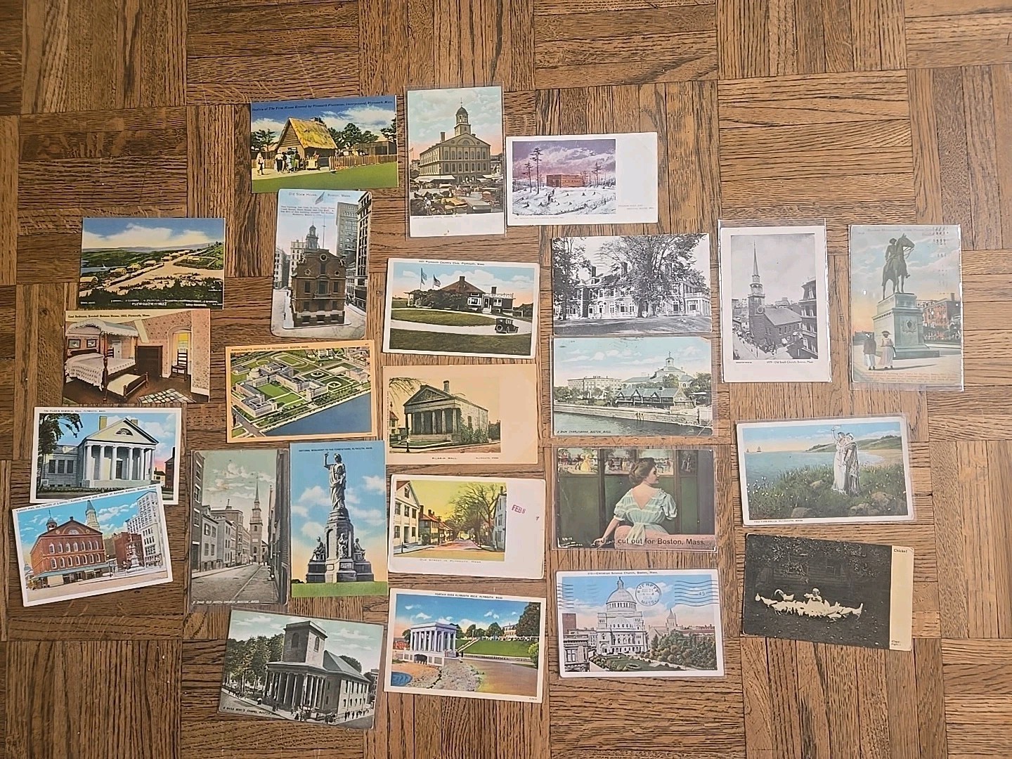 Vintage Lot Massachusetts Postcards Linen Border Divided (Un)stamped Early 1900s