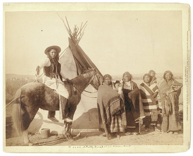Pine Ridge Indian Reservation South Dakota 1891 Lakota Group Tipi Horse