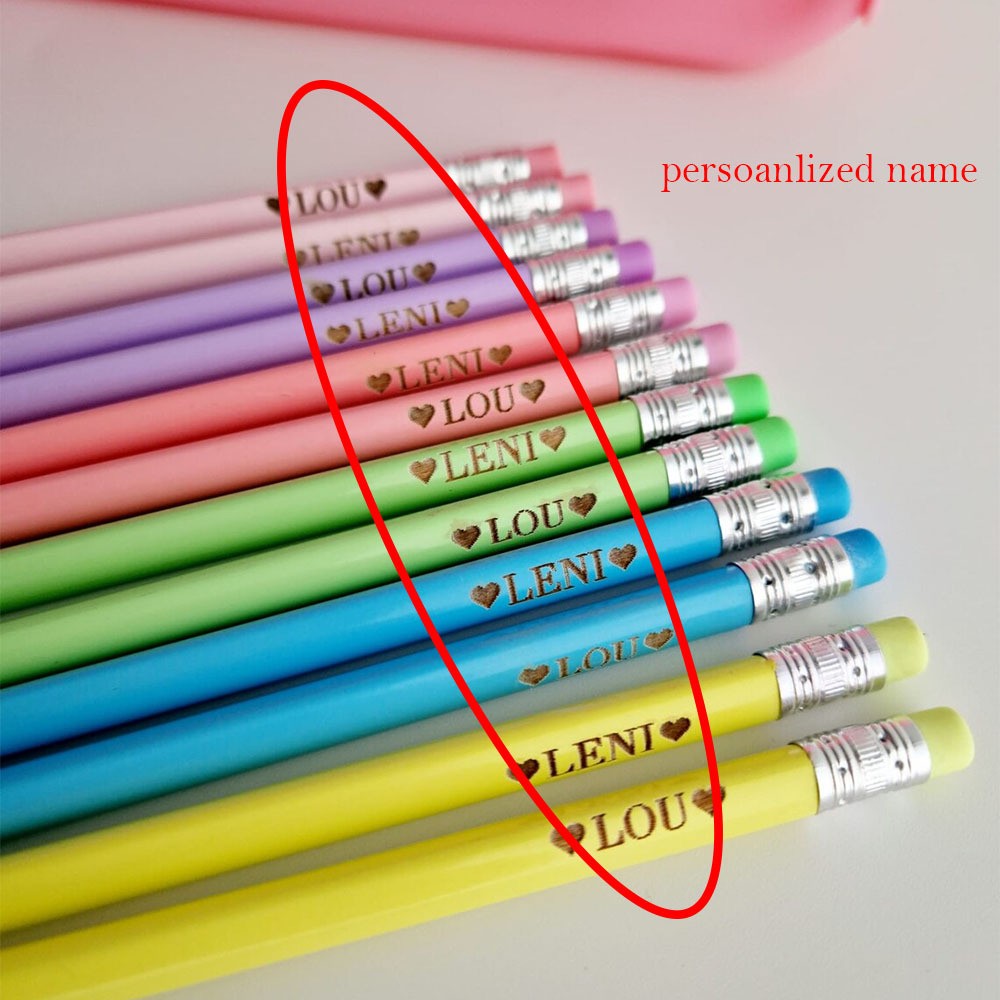 40/20pcs Custom Wooden HB Pencils, Random Color, Personalized Engraved Loose Pen