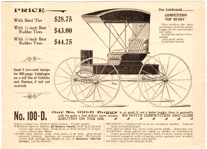 1890's Wm. W. Boob, Mfg of Wheels, Gears, Buggies/Flyers, Add Sheets, Catalog 17