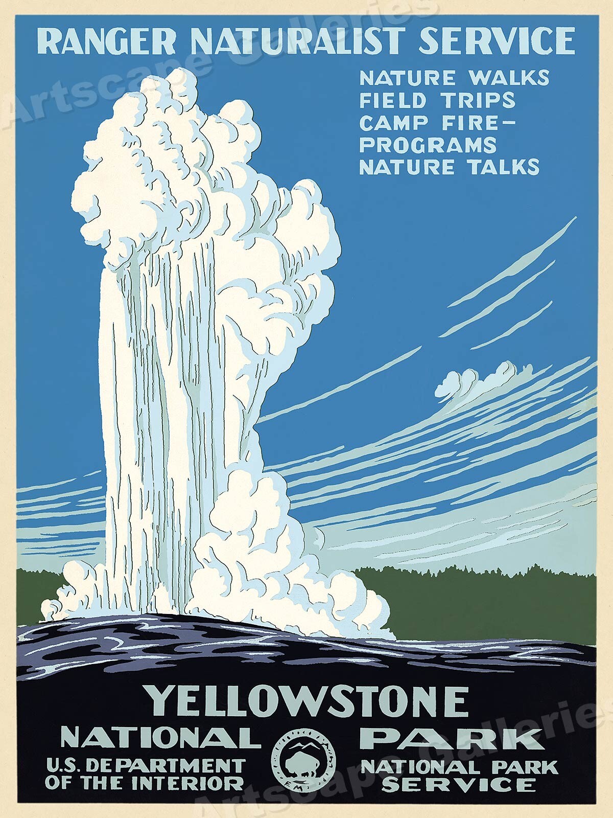 1938 Yellowstone Park Vintage Style Ranger Naturalist Travel Poster - 18x24