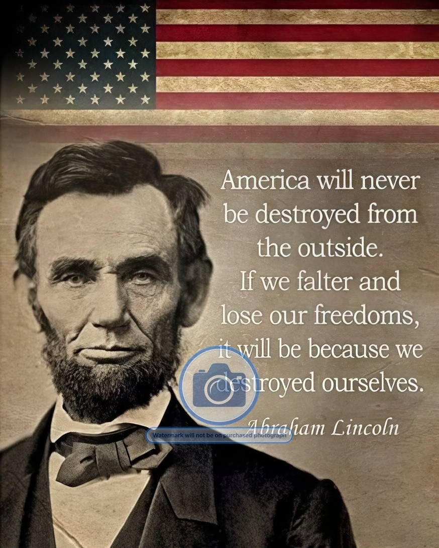 PRESIDENT ABRAHAM LINCOLN INSPERATIONAL QUOTE 8X10 PHOTOGRAPH