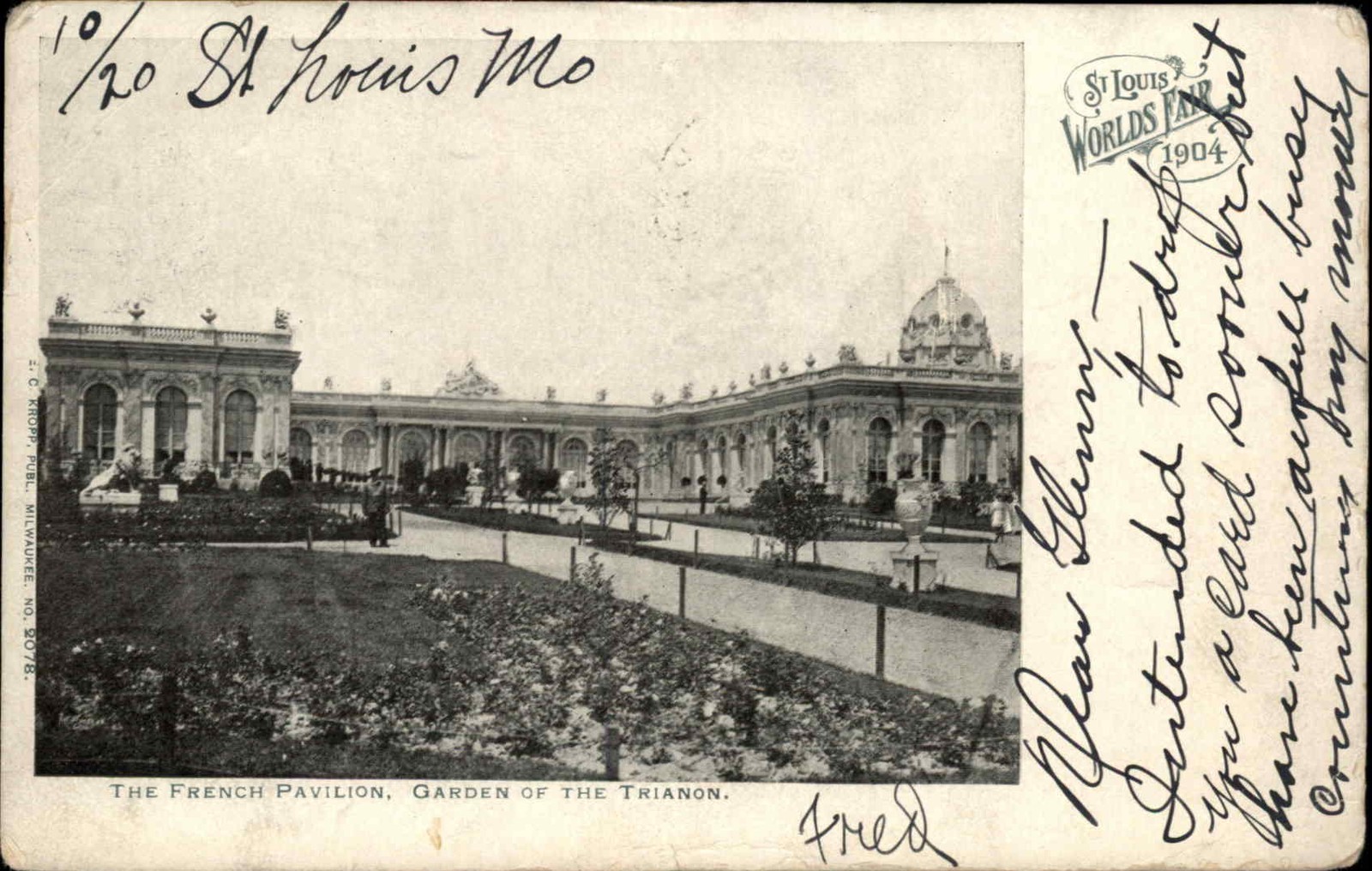 1904 ST LOUIS MO WORLD\'S FAIR French Pavilion Garden of the Trianon Antique PC