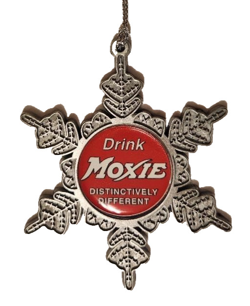 Moxie Soda Christmas ornament, Drink Moxie soda Logo Xmas snowflake