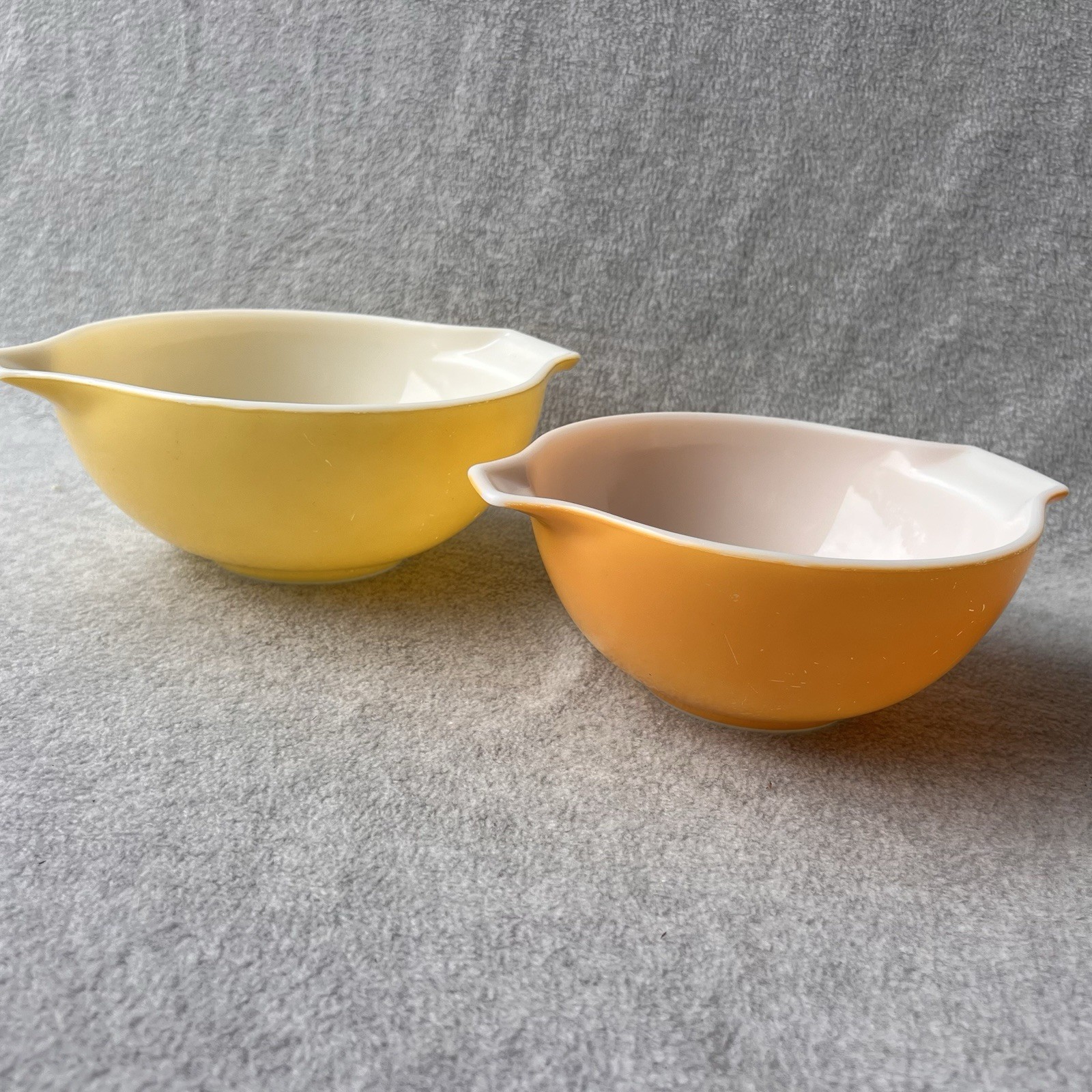 Vintage Pyrex Nesting Bowls (Lot 2) Cinderella Yellow Orange Set #443 & 442