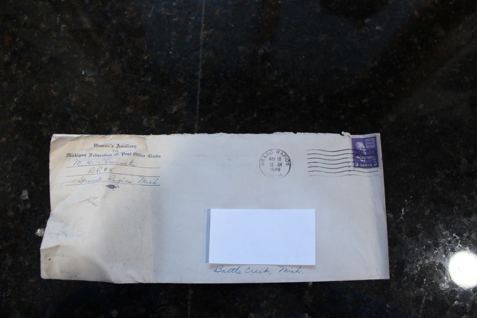 Vintage 1948 Handwritten Letter On Parchment paper Woman's Auxiliary Michigan