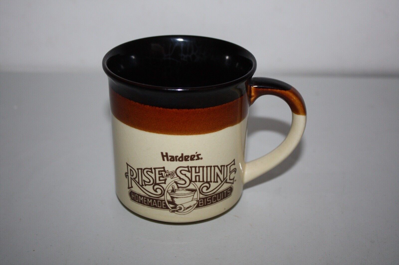 Vintage 1989 Hardee's Restaurant Coffee Mug Rise and Shine Homemade Biscuits