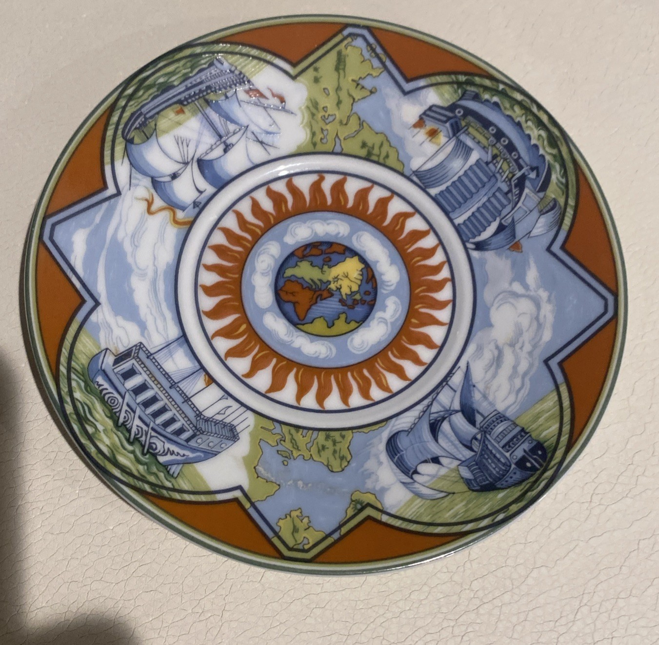 Hermès Paris Porcelain “Patchwork” Plate Regent Hong Kong 1997 Handover Rare 2