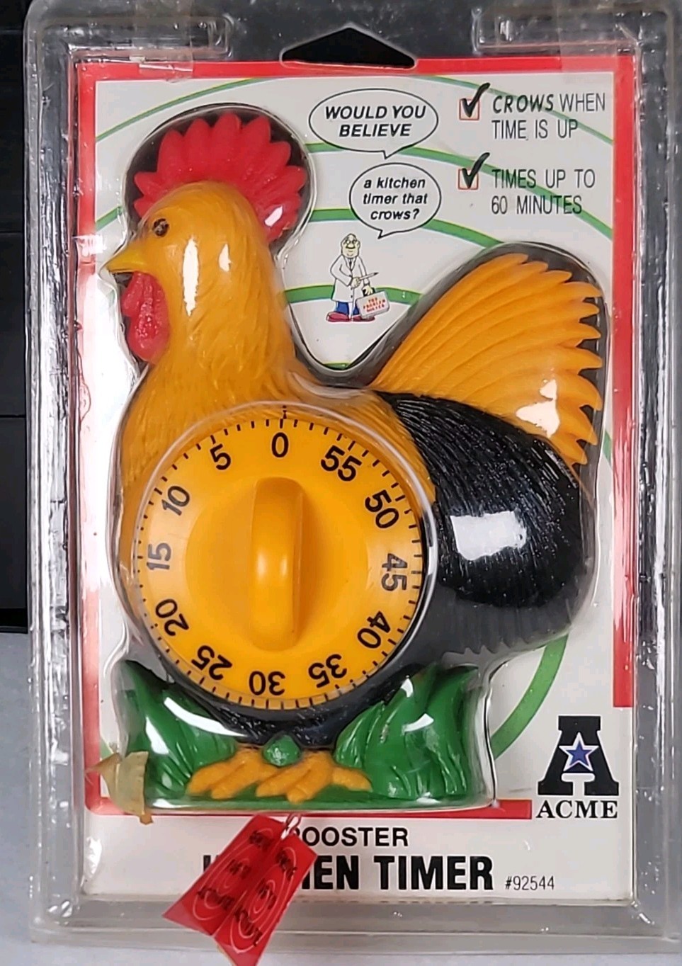 Vintage Acme Chicken Timer Rooster In Original Packaging 60 min