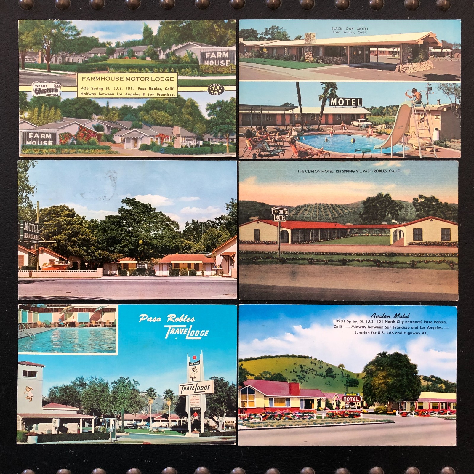 [6] Paso Robles California Motel postcards [all posted]