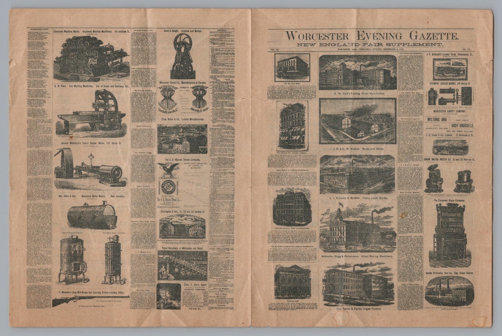 Vintage 1885 Worcester Evening Gazette New England Fair Miniature Newspaper Rare