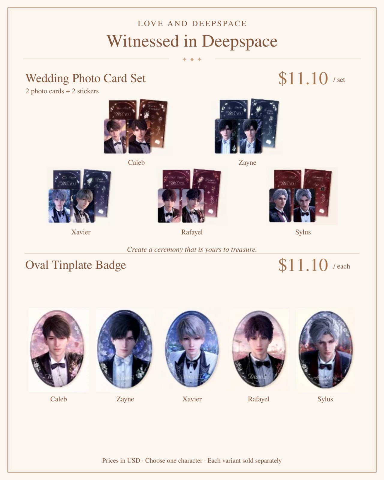 Love and Deepspace Full Set Wedding Moment Dreamy Night Party Full Set Preorder