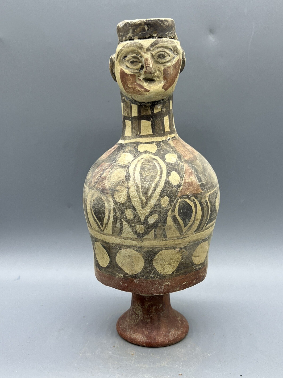 Old Ancient Antique Terracotta Clay Pre Colombian Dynasty Animal Figure Face Bot
