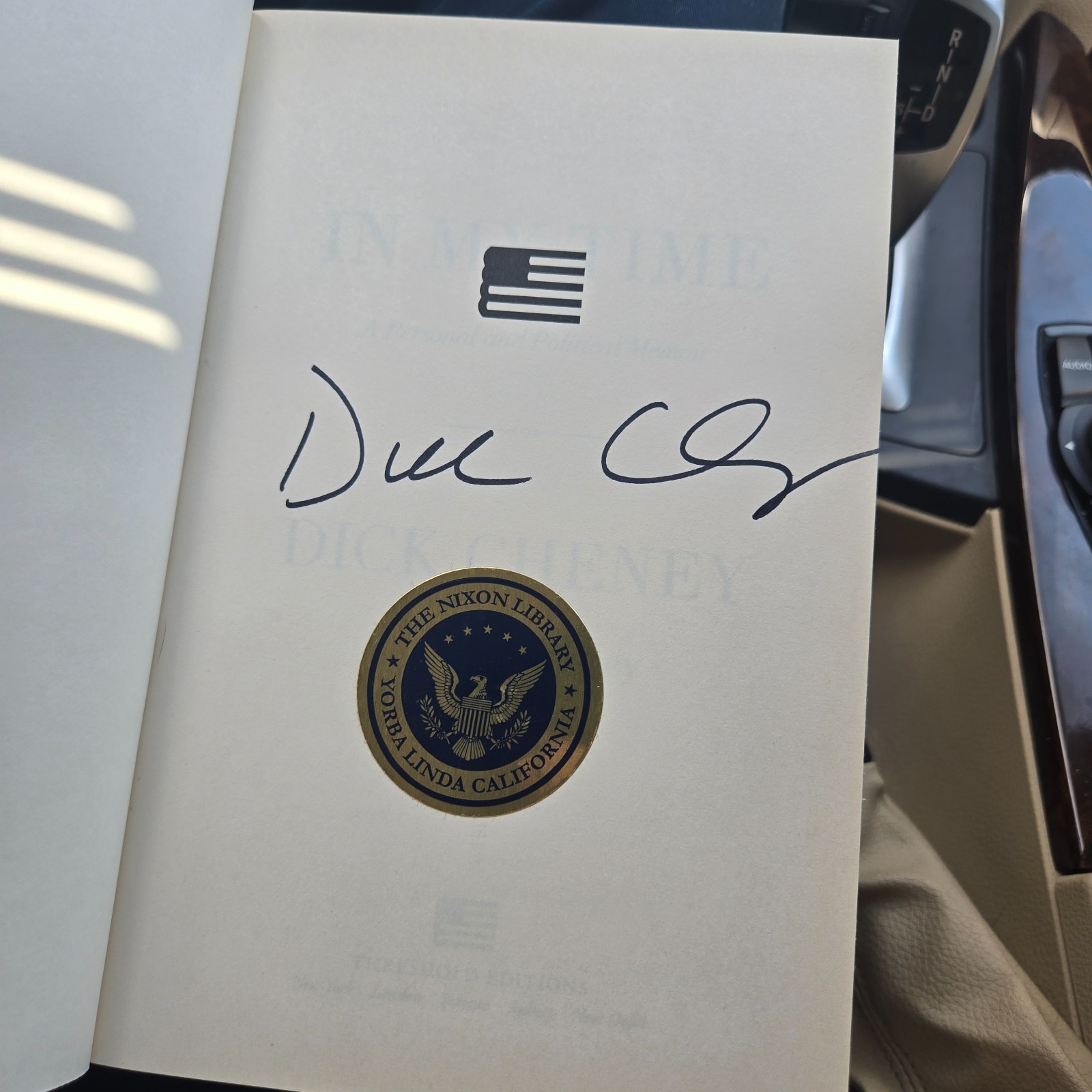 DICK CHENEY - IN MY TIME - Signed Nixon Library 1st Edition Book
