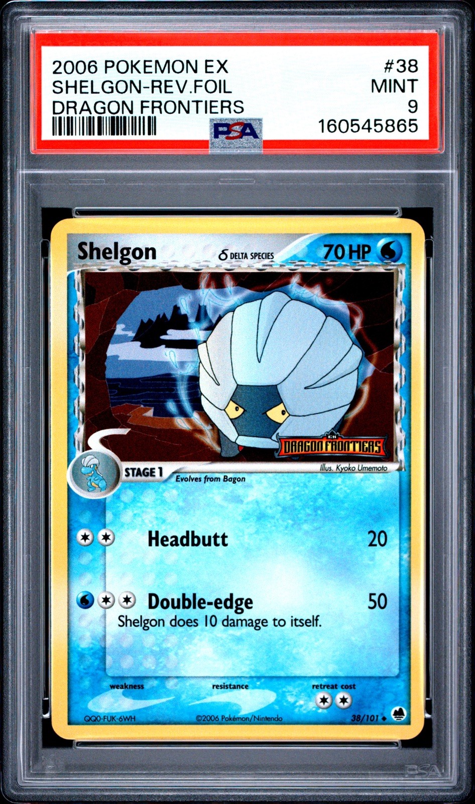 2006 Pokemon EX Dragon Frontiers # 38 Shelgon Reverse Foil PSA 9 Card NEW CERT