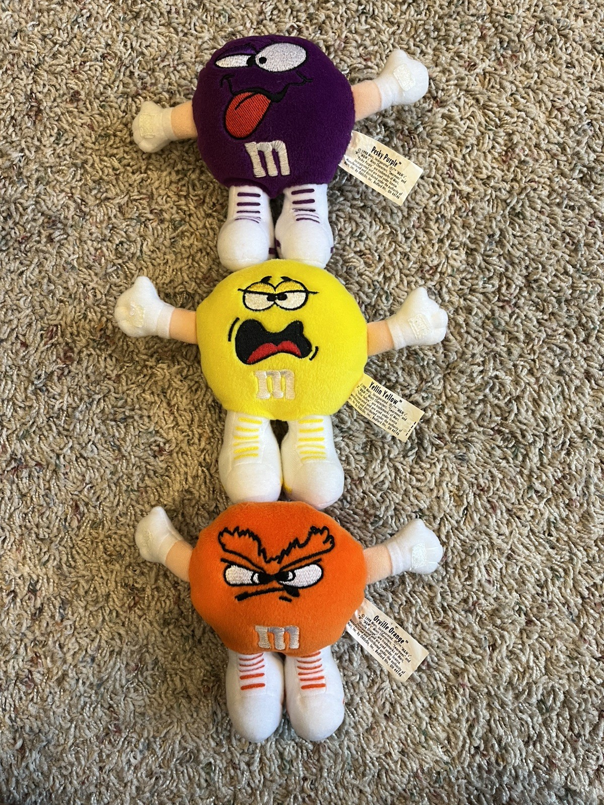Vintage 1998 M&M’s Minis Swarmees Plush Stuffed Toys Lot of 3