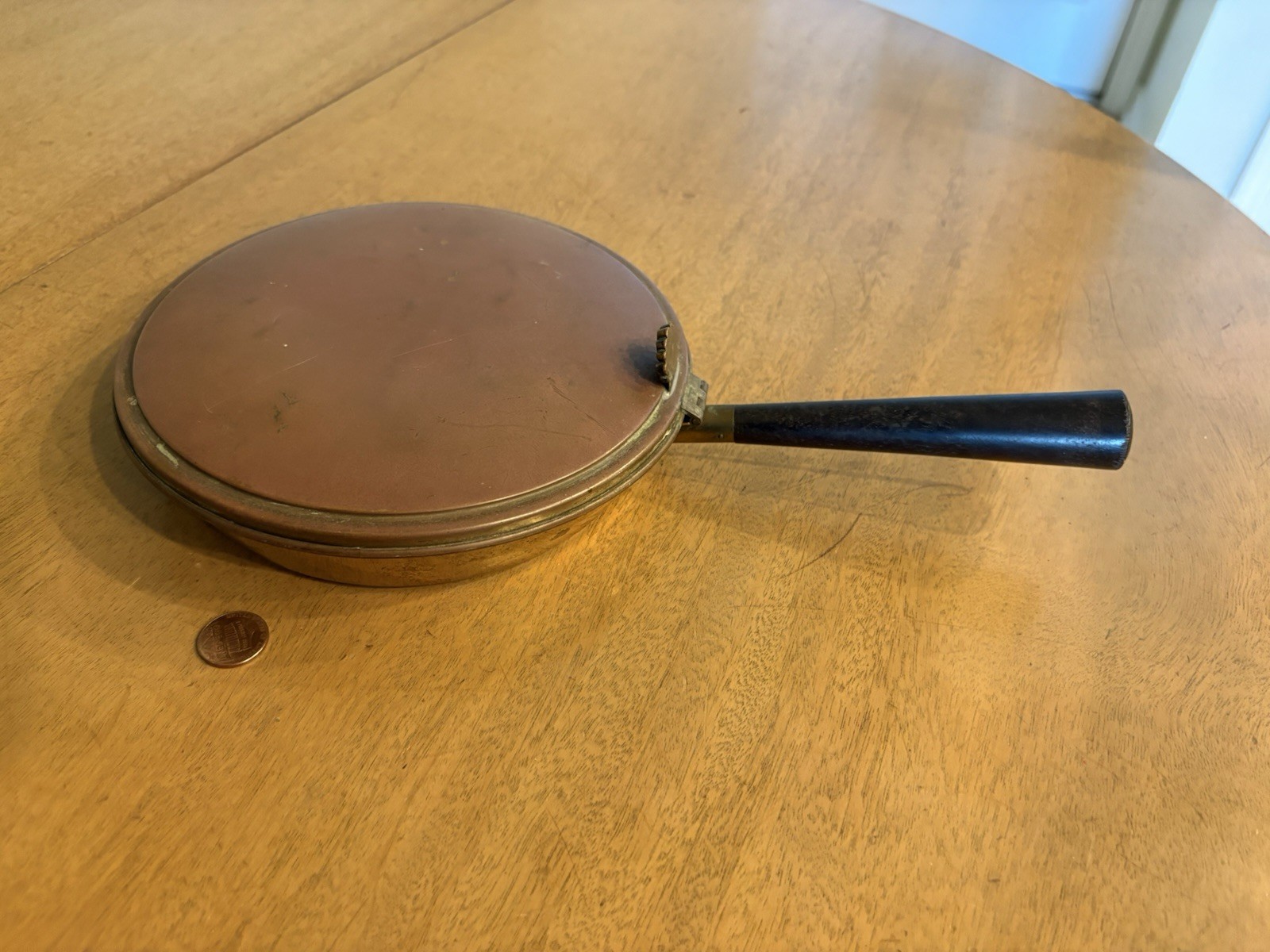 Vtg Brass & Copper Ash Tray Silent Butler Crumb Catcher Frank Hawker England