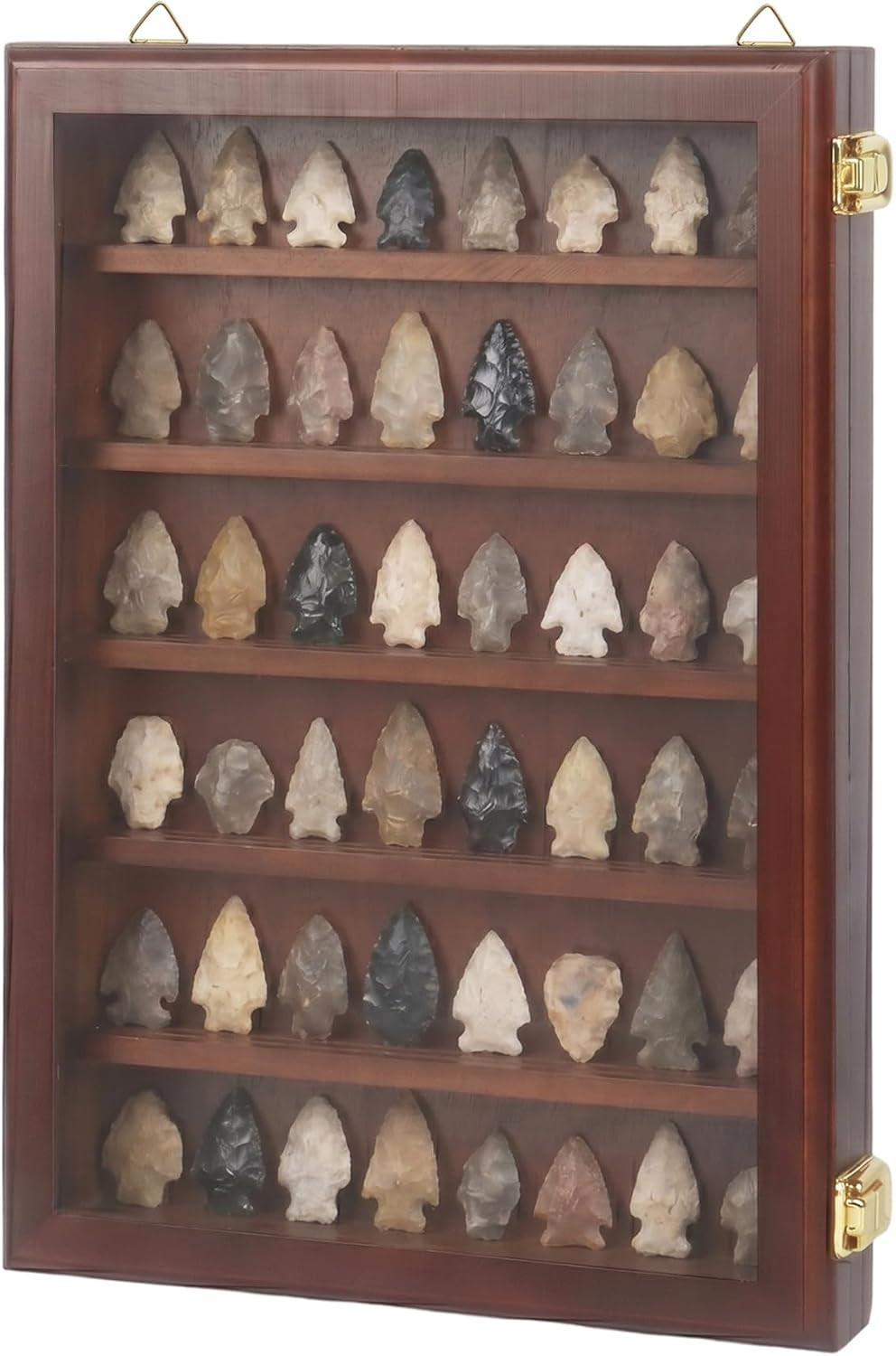 Arrowhead Display Case Wall-Mounted Native American Shadow Box with Lock Arrowhe