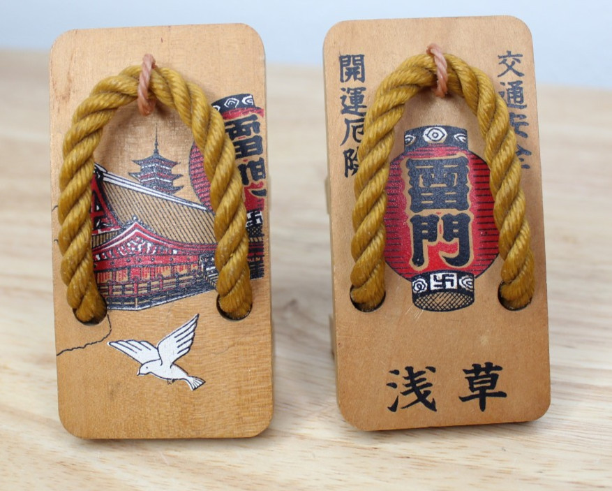 Vintage Japanese Miniature Wooden Geta Sandals - Asakusa Sensoji Temple Souvenir
