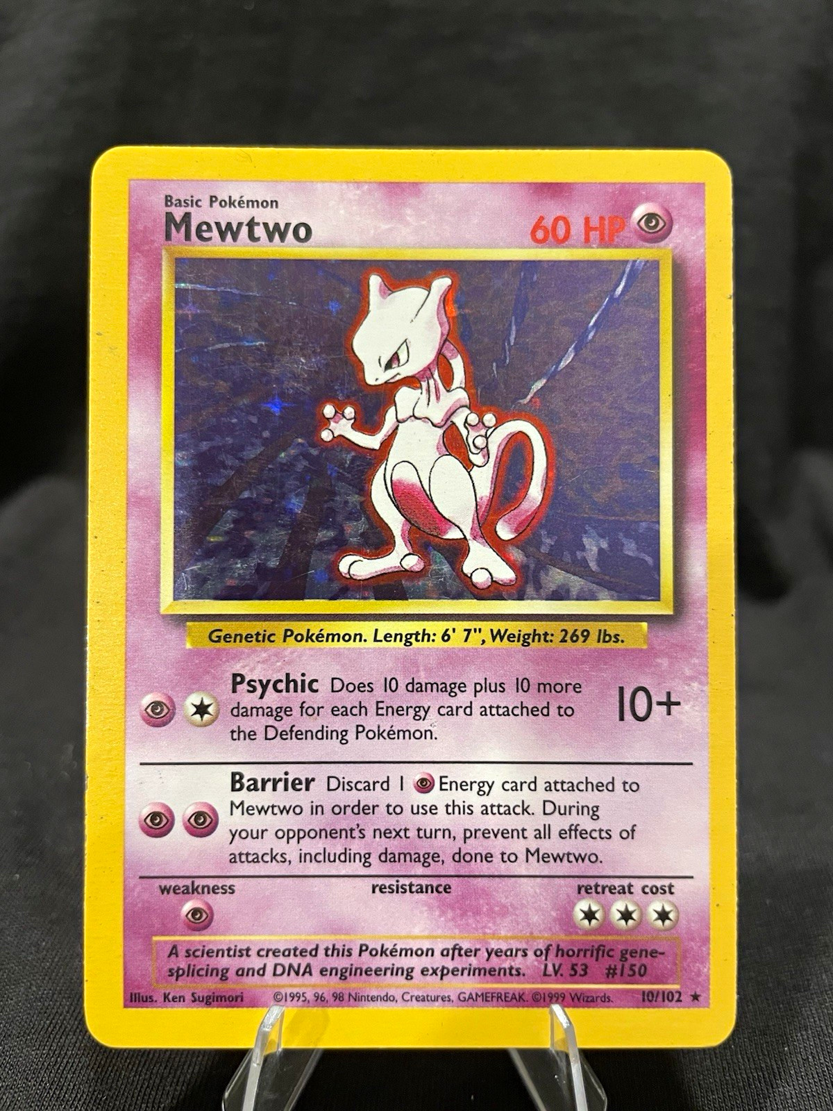 Pokémon TCG Mewtwo Base Set Unlimited Holo 10/102 EN 1999 Mod Play