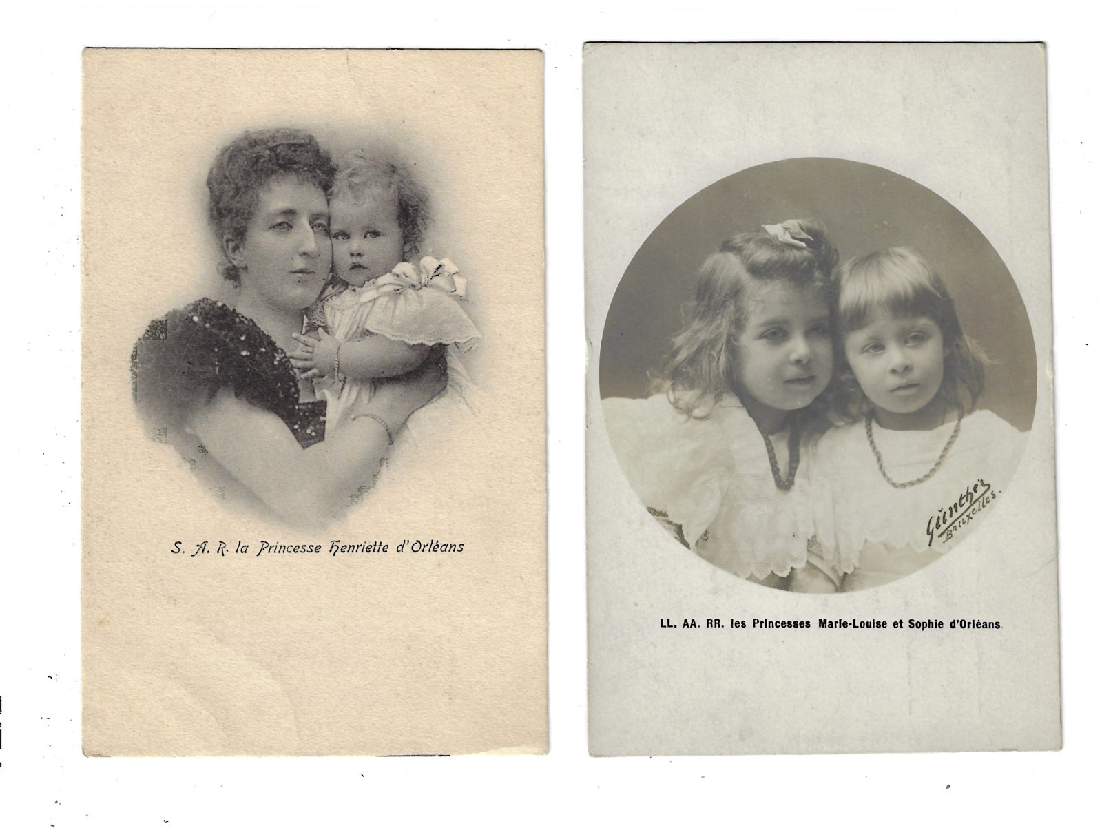 2  Postcards Princess Henriette of Belgium, Princesses Mary Louise & Sophie 5232