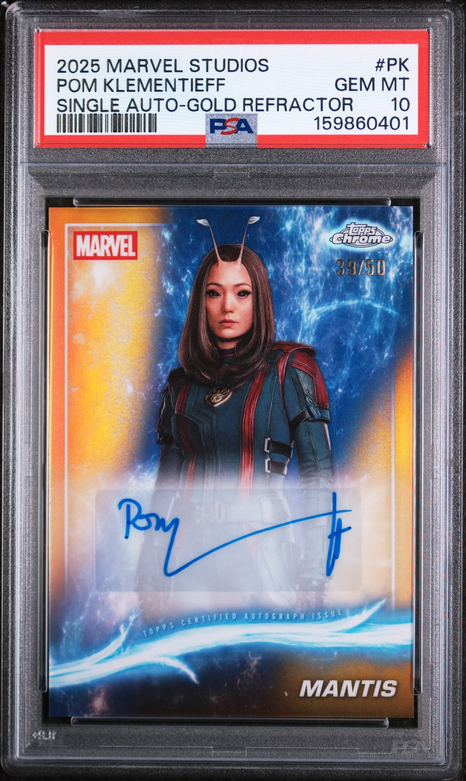 2025 Topps Marvel Chrome Pom Klementieff  gold /50 PSA 10 -POP 2