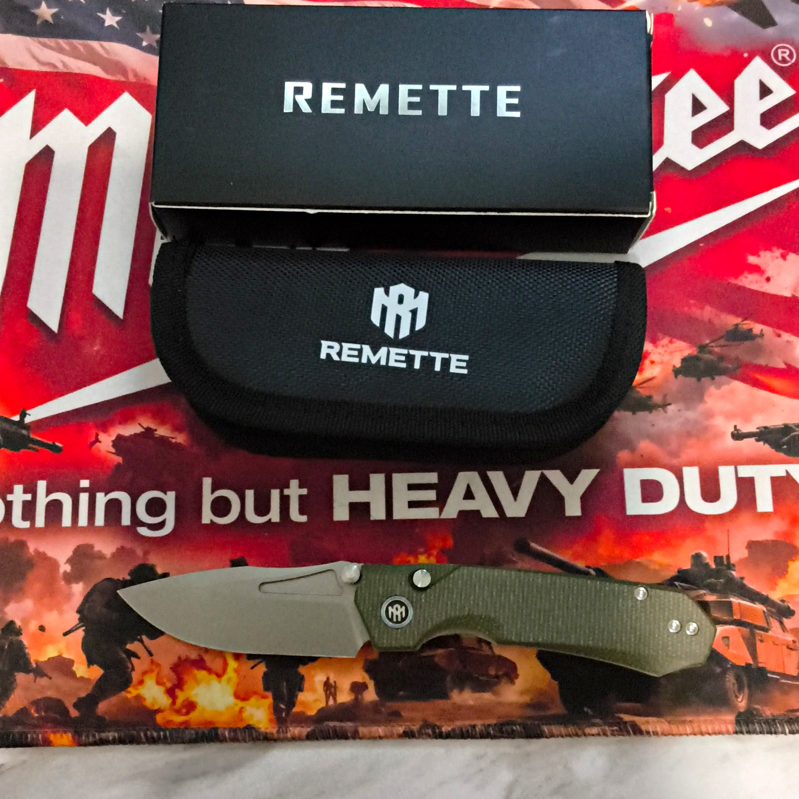Remette Rhino MC25A Pocketknife Manual Liner Cleaver Plain SS G10 Green Clip