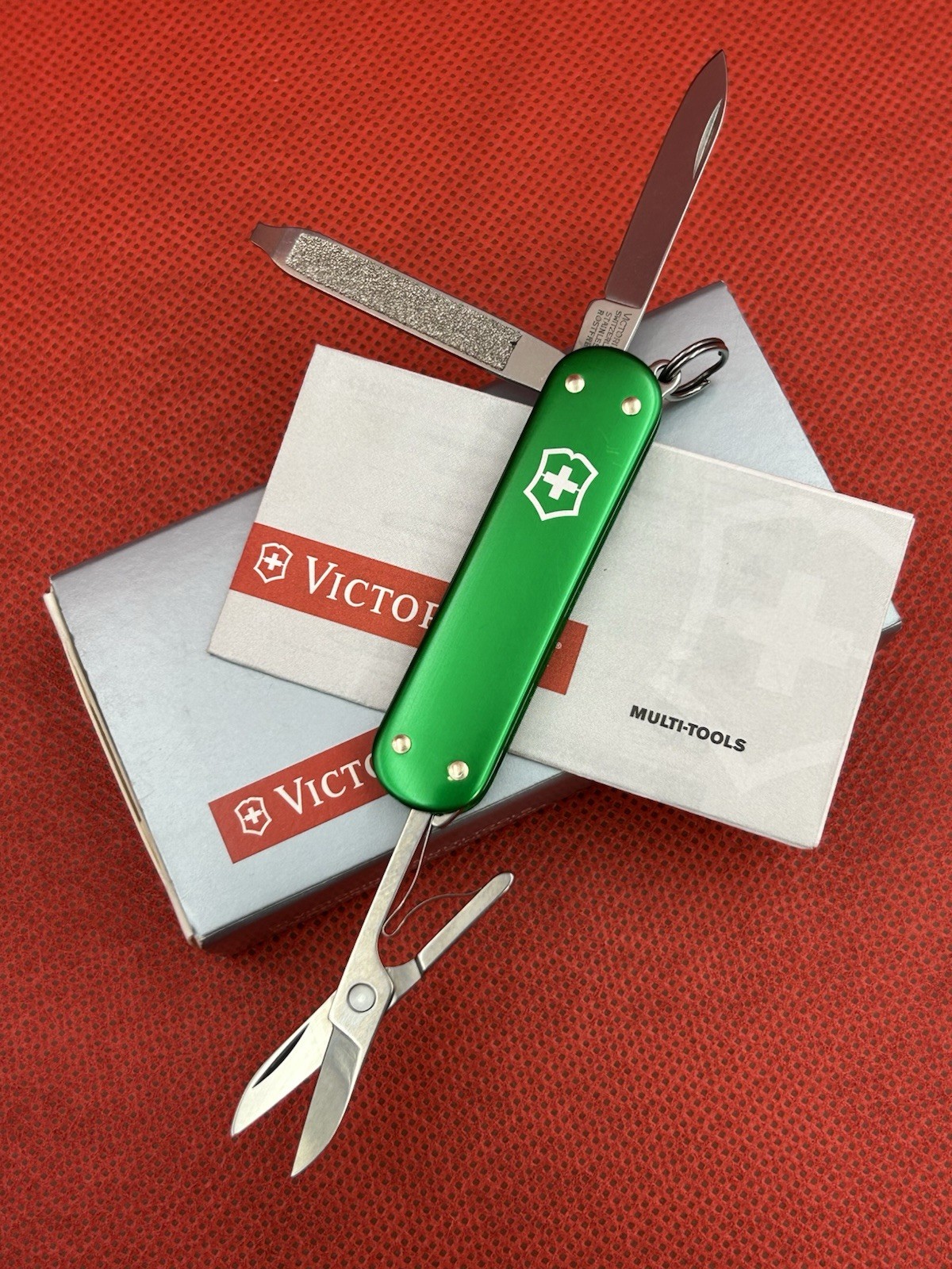 🔪vintage, Victorinox Swiss Army alox companion Pocketknife #54417 Green NOS