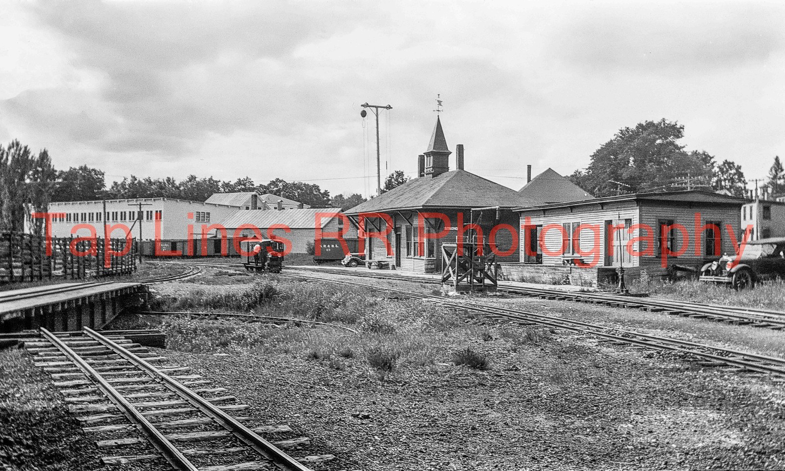 Sandy River & Rangeley Lakes Depot & yards at Strong ME 6-23-1934 New 5x8 Photo