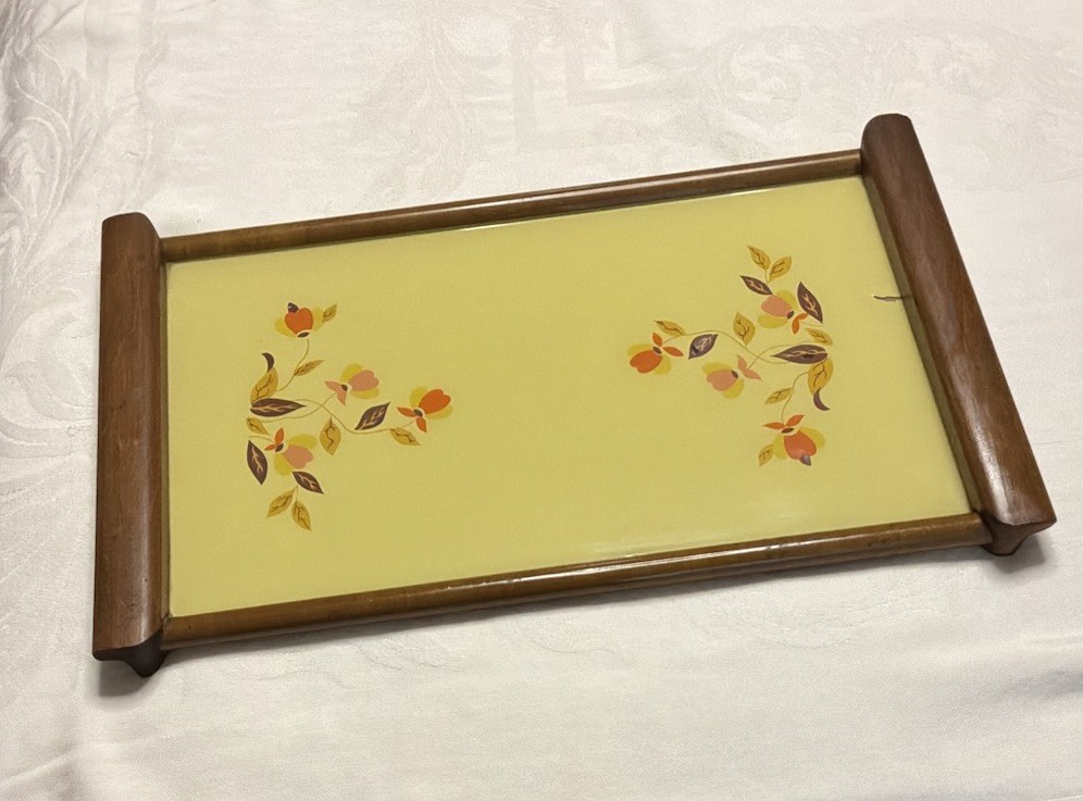 Hall China Jewel Tea Autumn Leaf Glass Wood Metal Vintage Large 1940's Scarce