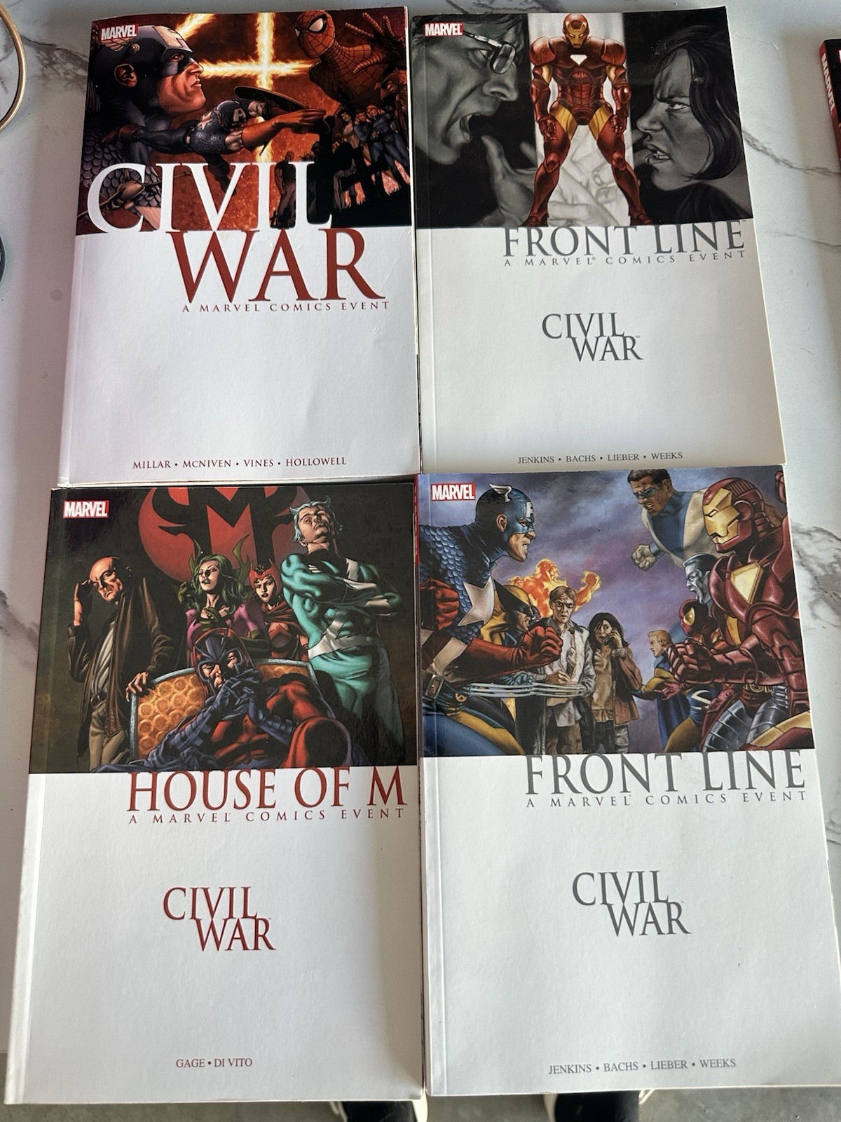 Marvel Civil War TPB Lot House of M Front Line Vol 1 & 2 Graphic Novels 4 Books