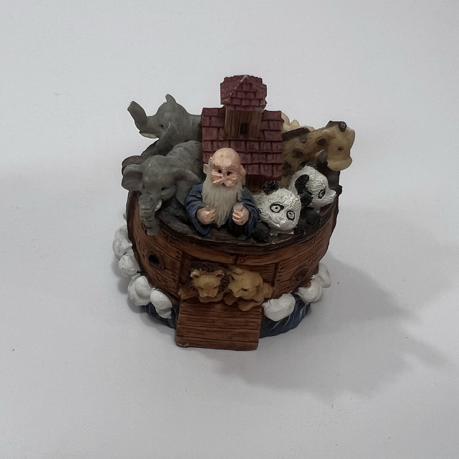 Vintage Noah\'s Ark Miniature Decoration Trinket Box 2.5x2 In Figurine