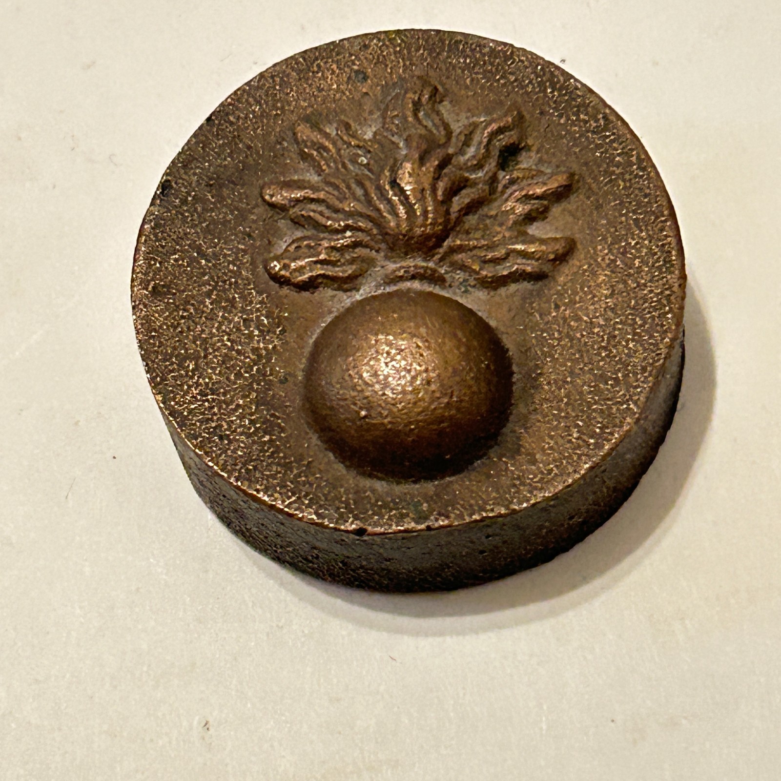 Rare WWI US Military Army Ordnance Flaming Bomb Brass or Bronze Paperweight