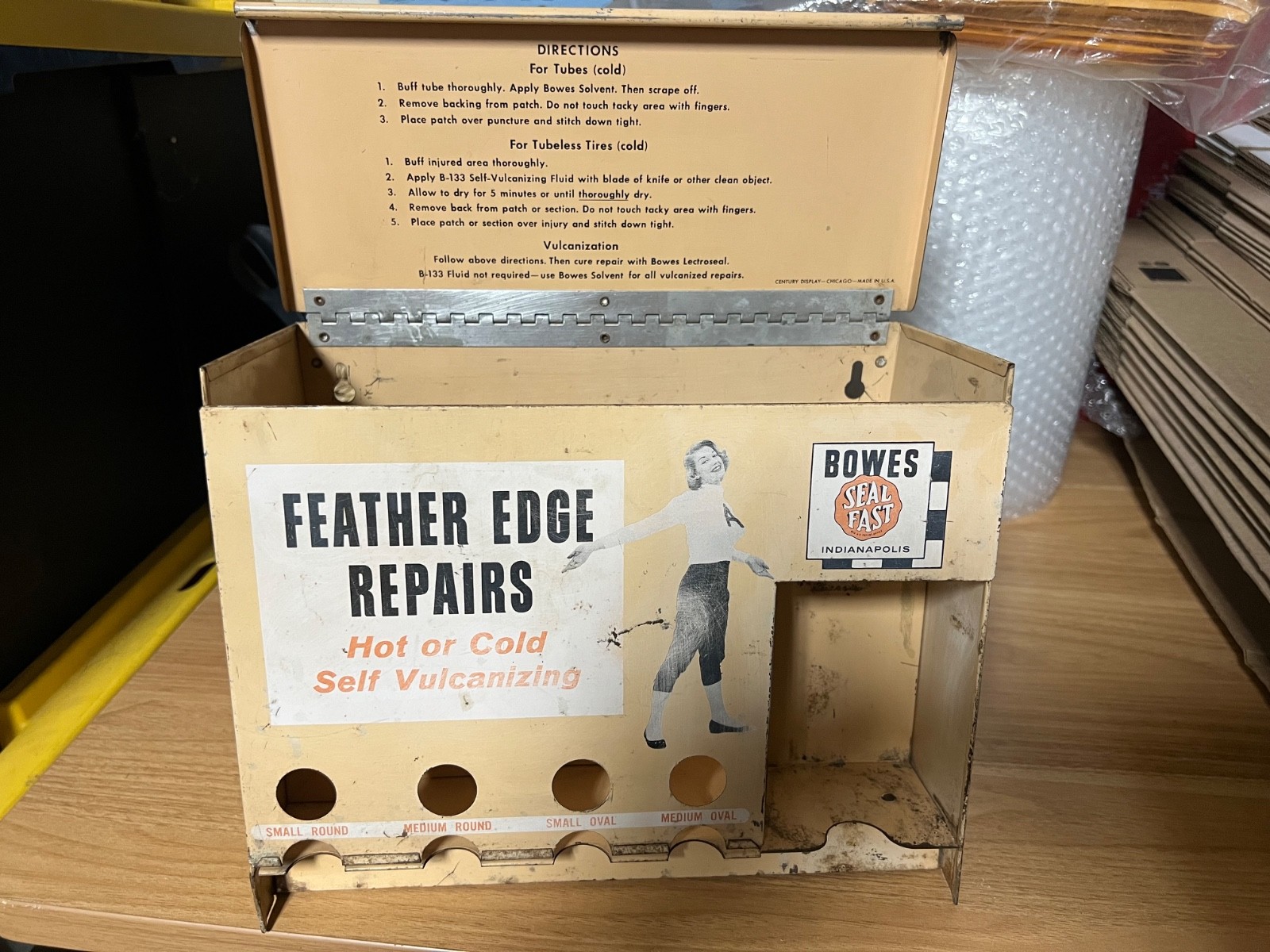 Vintage Bowes Seal Fast Feather Edge Repair Metal Cabinet