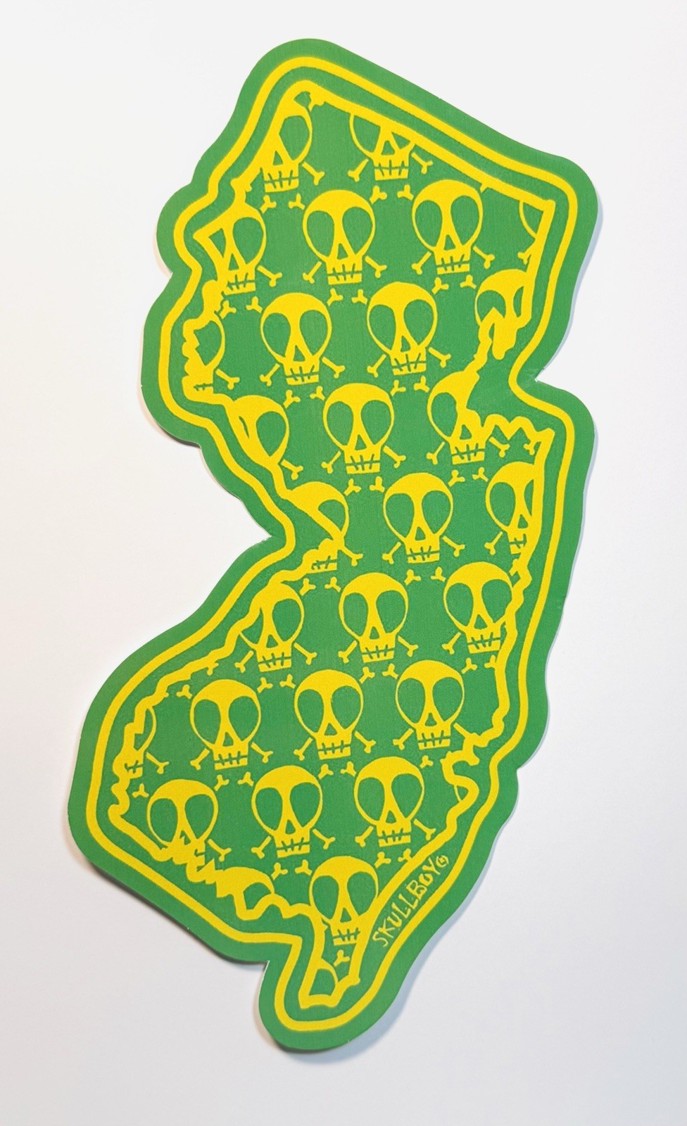 New Jersey Skulls Sticker by Artist Skullboy Vinyl Decal Garden State Green