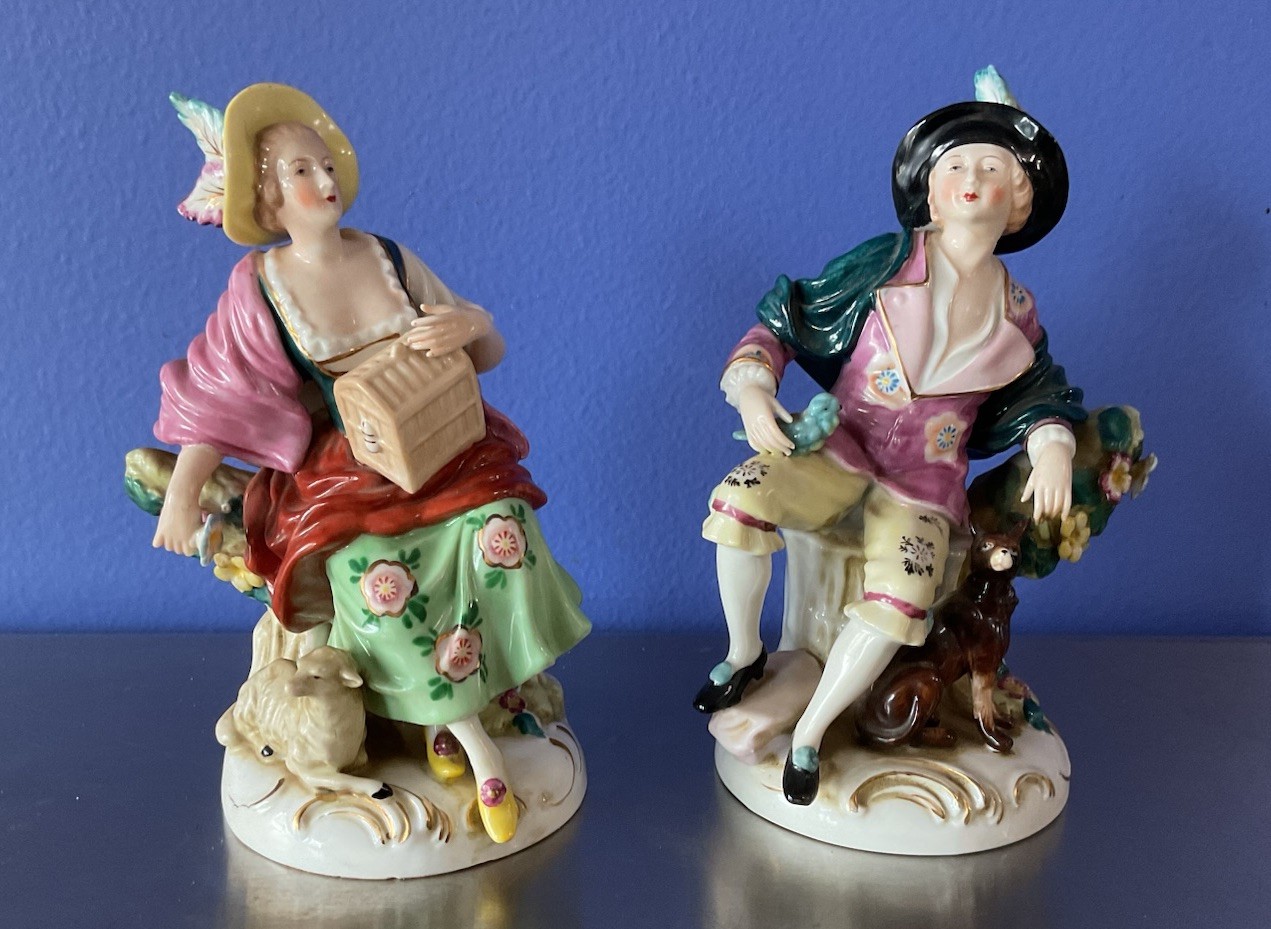 Vintage Maruyama Occupied Japan Elegant Country Life Figurines 7.25”x3” Perfect