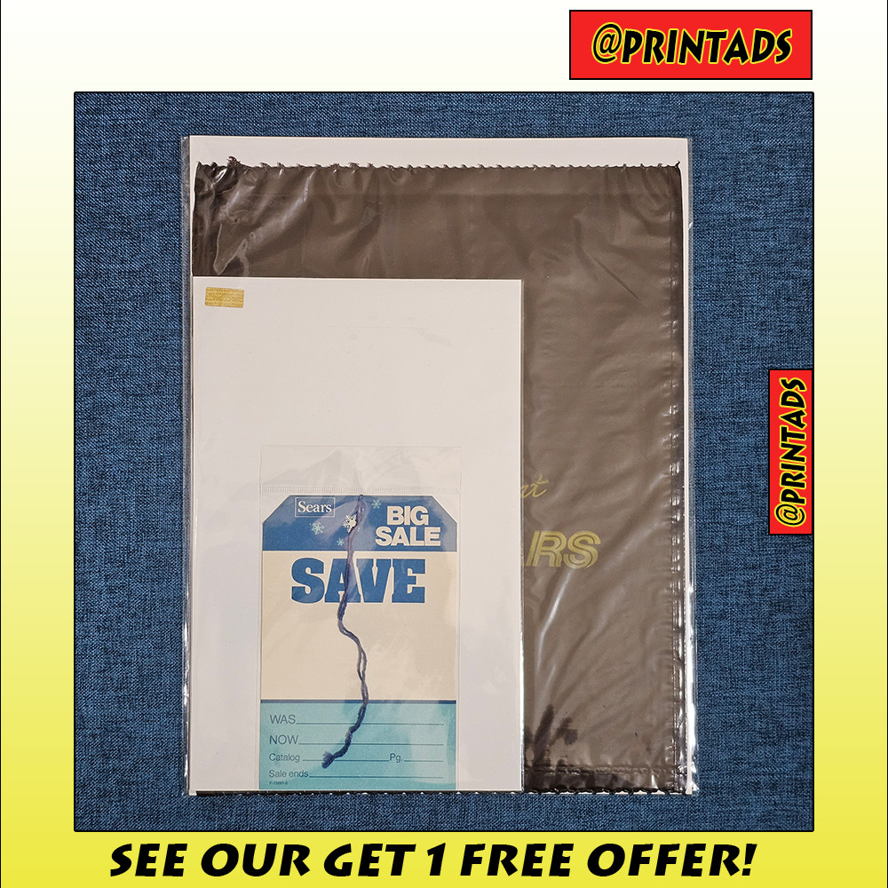1960's Sears Unused Store Sign + 1980's Bag - Supplies Are Limited Ultra Rare