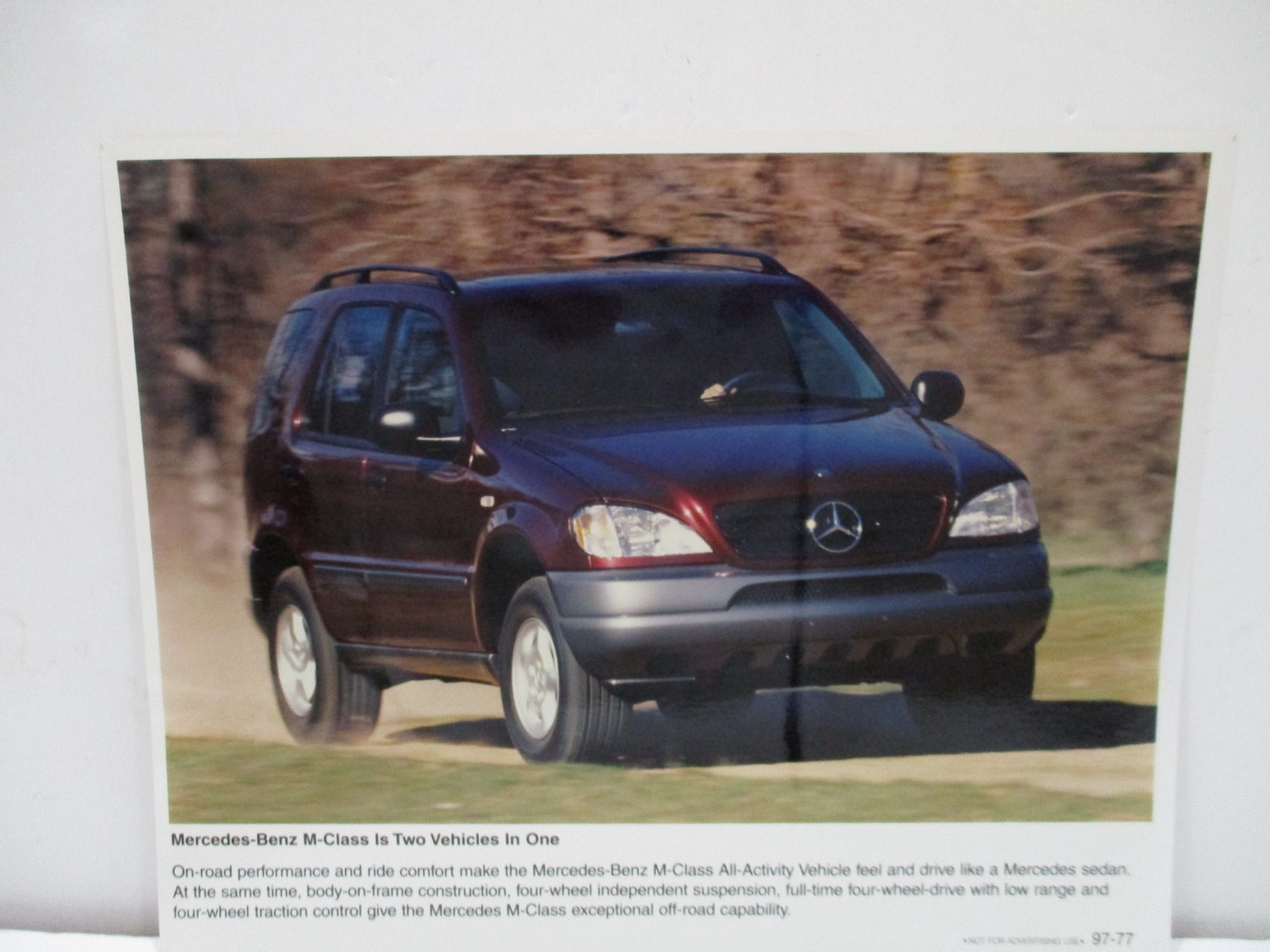 1999 MERCEDES-BENZ M-CLASS ML430 V8 POWER  PRESS RELEASE COLOR PHOTO ORIGINAL