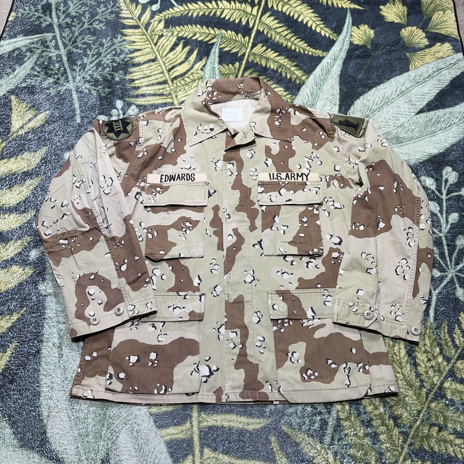 VTG 90s Chocolate Chip Camo Military Button Up Jacket Medium Short USA Army